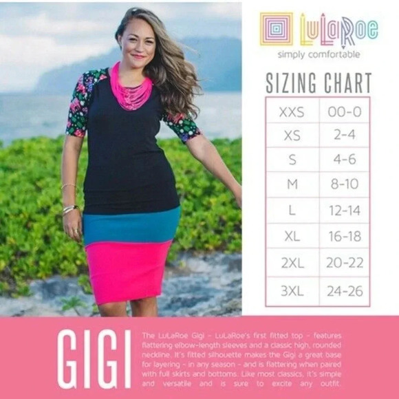 GIGI Pink Red Blend Multicolored Striped LULAROE - Picture 8 of 8